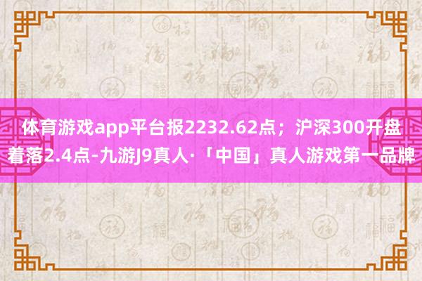 体育游戏app平台报2232.62点；沪深300开盘着落2.4点-九游J9真人·「中国」真人游戏第一品牌