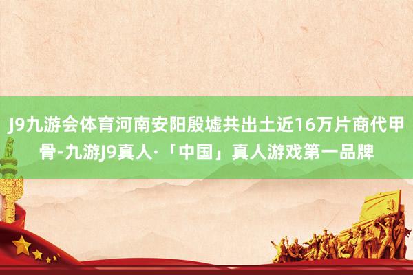 J9九游会体育河南安阳殷墟共出土近16万片商代甲骨-九游J9真人·「中国」真人游戏第一品牌