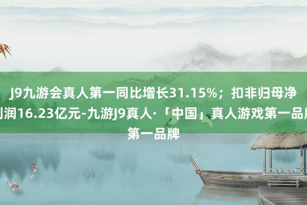 J9九游会真人第一同比增长31.15%；扣非归母净利润16.23亿元-九游J9真人·「中国」真人游戏第一品牌